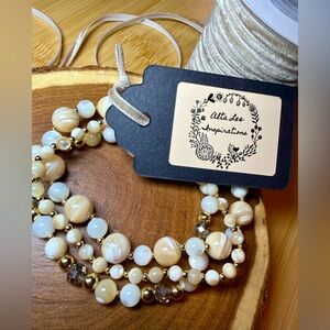 Natural Mother of Pearl, Czech Crystal Glass & 18kt Gold Filled Beaded Bracelets